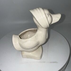 Vintage Ceramic Duck In Bonner Planter White Goose Planter  Bird Pot Cottagecore